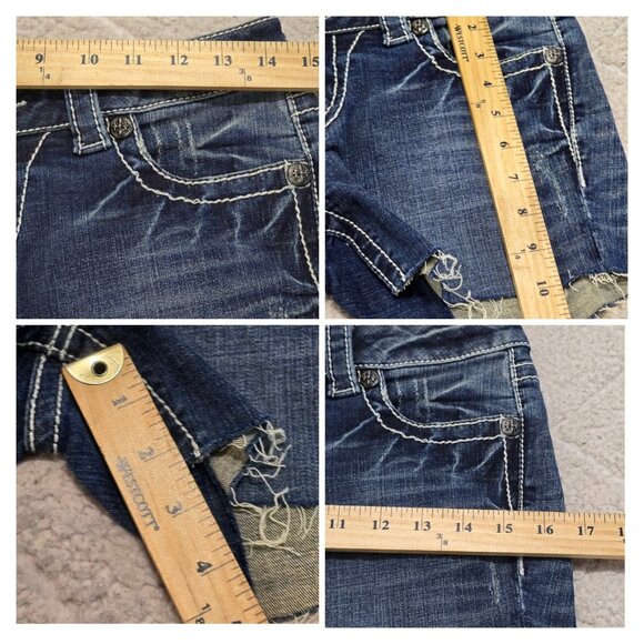 Miss Me Womens Blue Denim Cut Off Shorts Raw Hem Low Rise 5 Pockets Size 26 - Picture 11 of 12